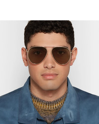 Fendi Aviator Style Gold Tone Sunglasses