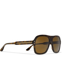 Bottega Veneta Aviator Style Tortoiseshell Acetate And Gold Tone Sunglasses