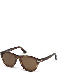 Tom Ford Benedict Polarized Soft Square Sunglasses Shiny Striped Brownbrown