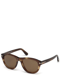 Tom Ford Benedict Polarized Soft Square Sunglasses Shiny Striped Brownbrown