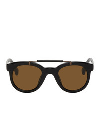 Dries Van Noten Black And Brown Linda Farrow Edition Aviator Sunglasses