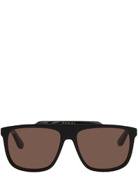 Gucci Black Red Rectangular Sunglasses