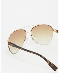 Asos Brand Aviator Sunglasses In Gold