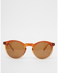 Asos Brand Keyhole Round Sunglasses With Brown To Clear Fade Frame