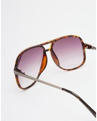 Asos Brand Navigator Sunglasses In Brown Tort