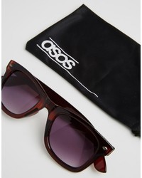 Asos Brand Square Sunglasses In Brown