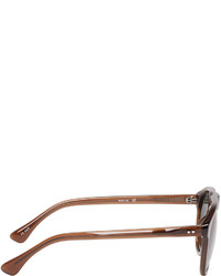 Dries Van Noten Brown Linda Farrow Edition Flat Top Sunglasses