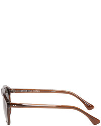 Dries Van Noten Brown Linda Farrow Edition Flat Top Sunglasses