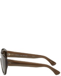 Dries Van Noten Brown Linda Farrow Edition Shield Sunglasses