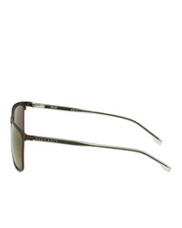 BOSS Brown Matte Rectangular Sunglasses