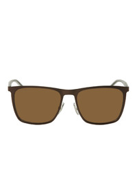 BOSS Brown Matte Rectangular Sunglasses