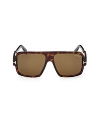 Tom Ford Camden 58mm Square Sunglasses In Dark Havana Roviex At Nordstrom