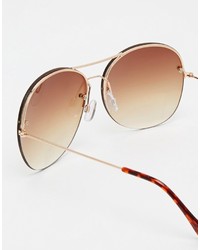 Asos Collection Oversized Aviator Rimless Sunglasses