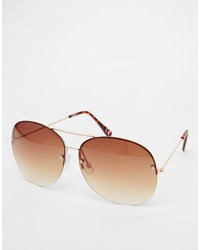 Asos Collection Oversized Aviator Rimless Sunglasses