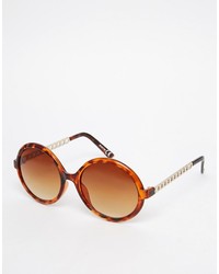 Asos Collection Round Sunglasses With Chain Arm Detail