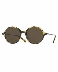 Oliver Peoples Corby Round Monochromatic Sunglasses Brown