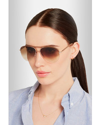 Cutler And Gross Aviator Style Leather Trimmed Sunglasses