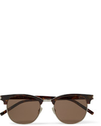 Saint Laurent D Frame Tortoiseshell Acetate And Silver Tone Sunglasses