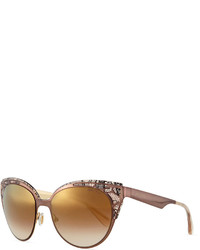 Fendi Estelle Lace Pattern Cat Eye Sunglasses Brown