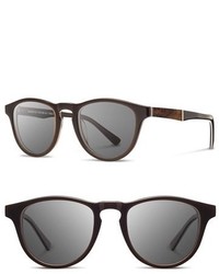 Shwood Francis 49mm Polarized Sunglasses Black Elm Burl Grey