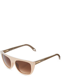 Givenchy Glossy Two Tone Square Acetate Sunglasses Beigebrown