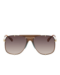 Gucci Gold And Brown Bold Bridge Aviator Sunglasses
