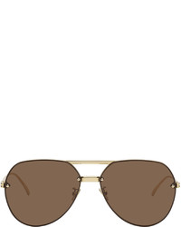 Bottega Veneta Gold Brown Aviator Sunglasses