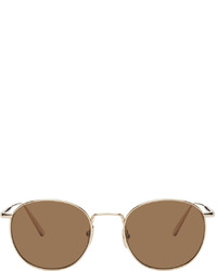 Chimi Gold Brown Round Sunglasses