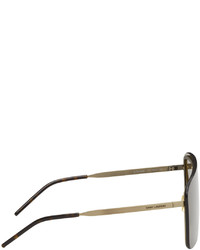 Saint Laurent Gold Brown Sl 364 Mask Sunglasses