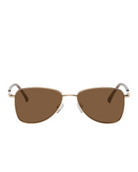 Dries Van Noten Gold Linda Farrow Edition 197 Aviator Sunglasses