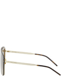 Saint Laurent Gold Sl 364 Shield Sunglasses