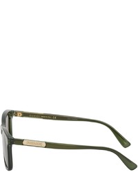 Gucci Green Transparent Acetate Rectangular Sunglasses
