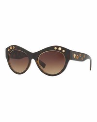 Versace Grommet Cat Eye Sunglasses Havana