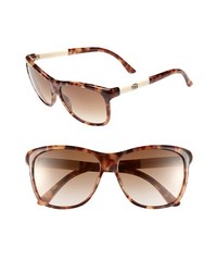 Gucci 57mm Retro Sunglasses Brown Beige Havana One Size