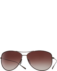 Oliver Peoples Kempner 65 Metal Aviator Sunglasses Walnutspice Brown