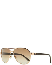 Gucci Metal Aviator Sunglasses With Brown Brow