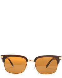 Brioni Metal Horn Square Polarized Sunglasses Brown