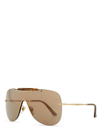Gucci Metal Shield Sunglasses With Bamboo Goldenbrown