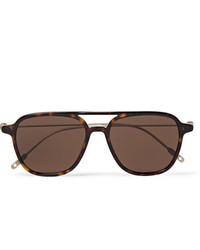Montblanc Navigator Aviator Style Tortoiseshell Acetate And Gold Tone Sunglasses