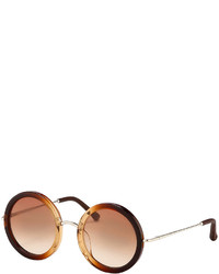 The Row Ombre Round Circle Sunglasses Brown