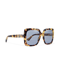 Gucci Oversized Crystal Embellished Square Frame Tortoiseshell Acetate Sunglasses