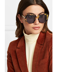 Gucci Oversized Crystal Embellished Square Frame Tortoiseshell Acetate Sunglasses