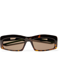 Balenciaga Rectangle Frame Tortoiseshell Acetate Sunglasses