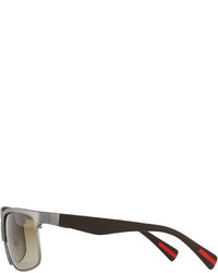 Prada Rectangular Metal Sunglasses Gunmetal