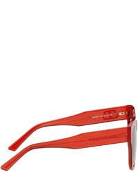 Balenciaga Red Rectangular Squared Sunglasses