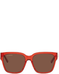 Balenciaga Red Rectangular Squared Sunglasses