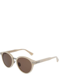 Gucci Round Acetate Sunglasses Wengraved Details Pearlescent