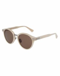Gucci Round Acetate Sunglasses Wengraved Details Pearlescent