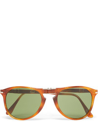 Persol Round Frame Folding Tortoiseshell Acetate Sunglasses