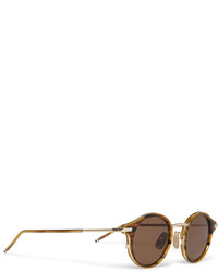 Round Frame Tortoiseshell Acetate And Gold Tone Sunglasses